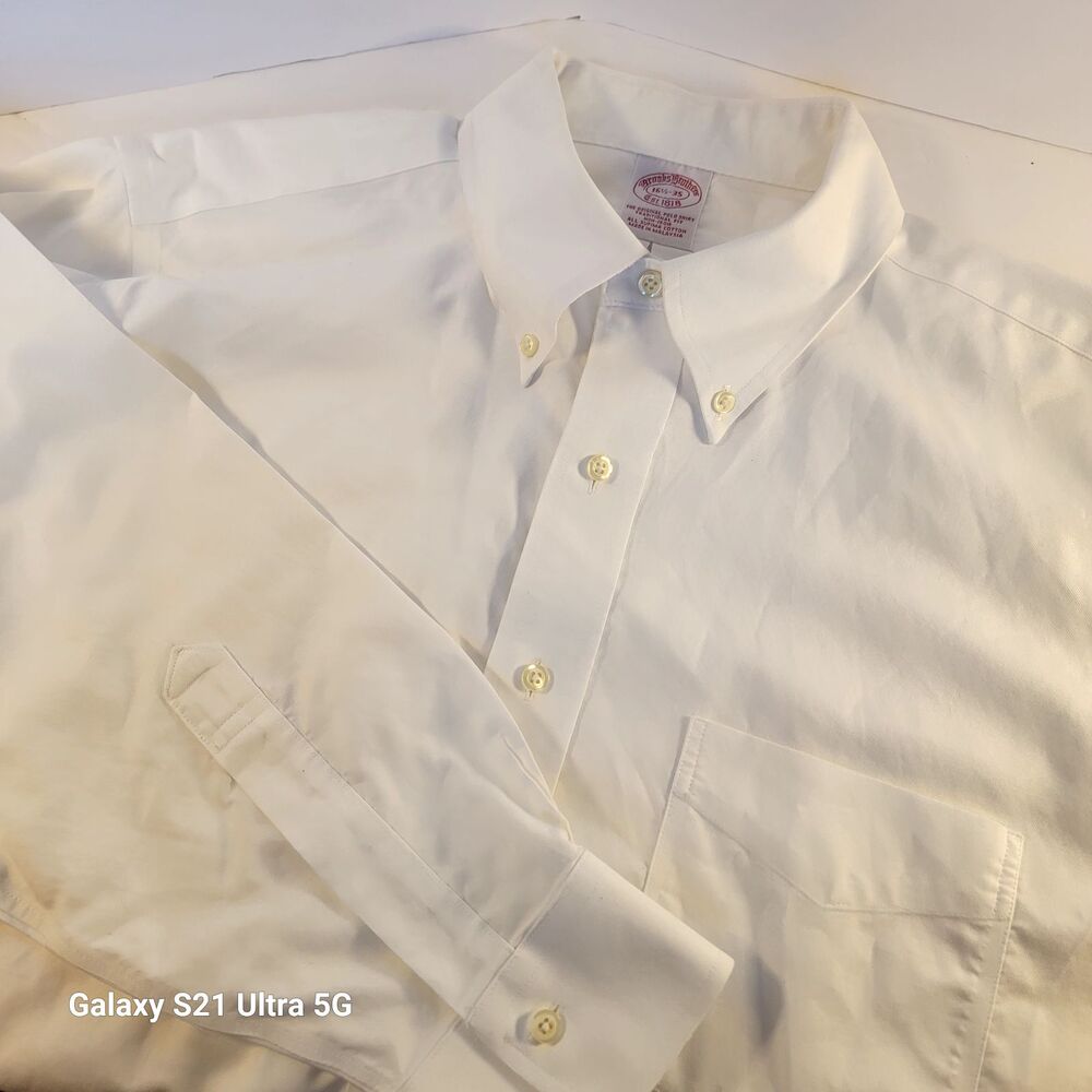 Brooks Brothers Original Polo Shirt Traditional Fit White Button Down Size 16.5